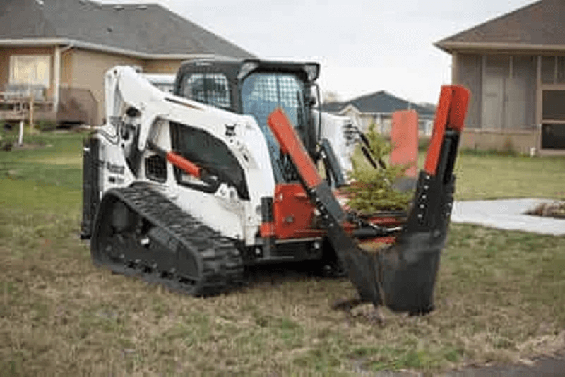Skid steer tree spade attachments