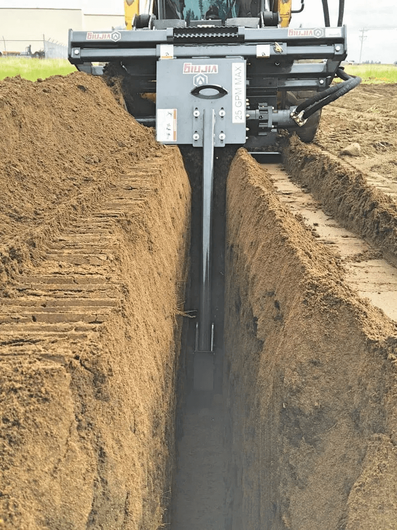 Skid steer trencher attachments